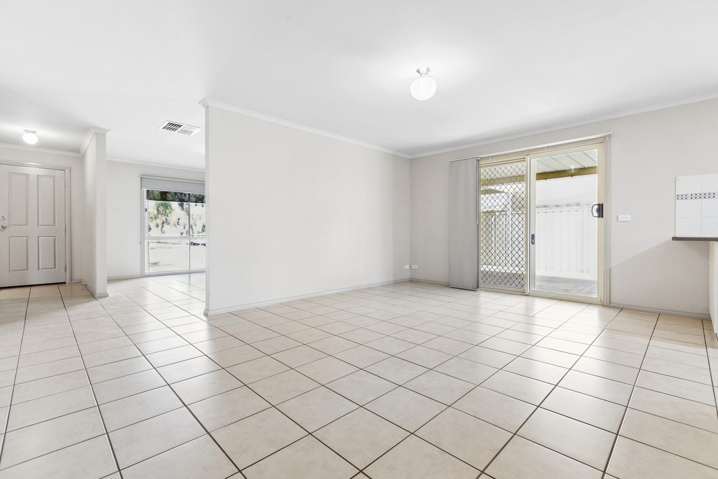The living area, looking back towards the entry