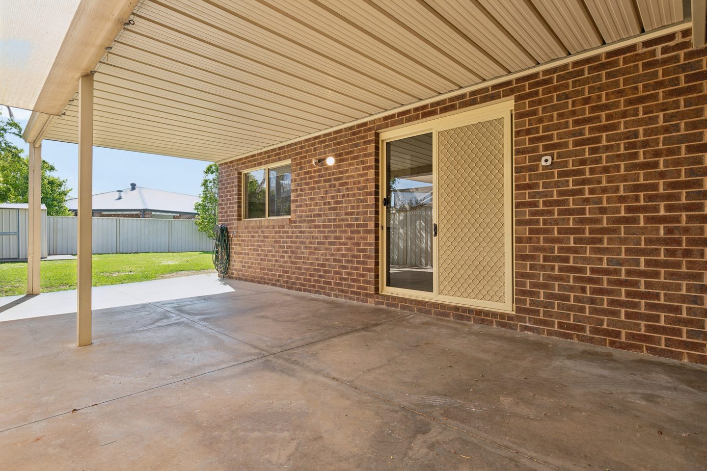 The covered patio beside the living area